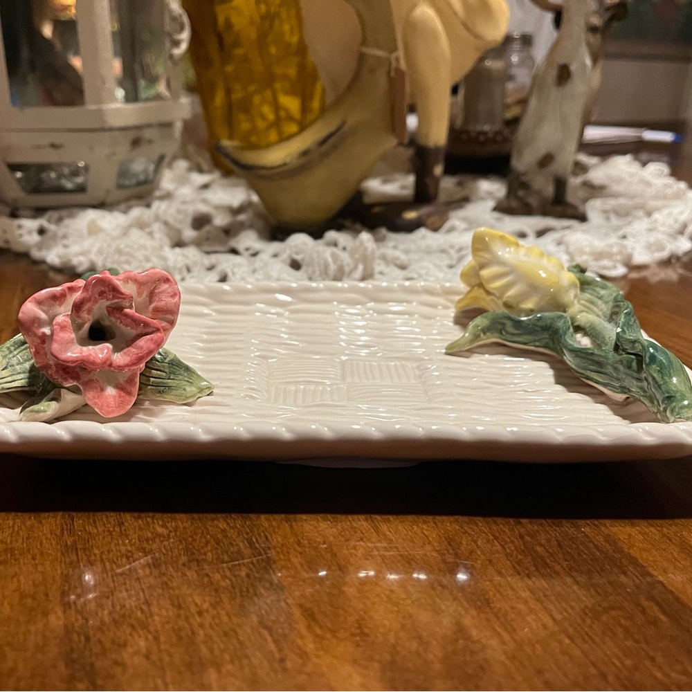 Floral Ceramic Rectangular Tray - Picture 7 of 8